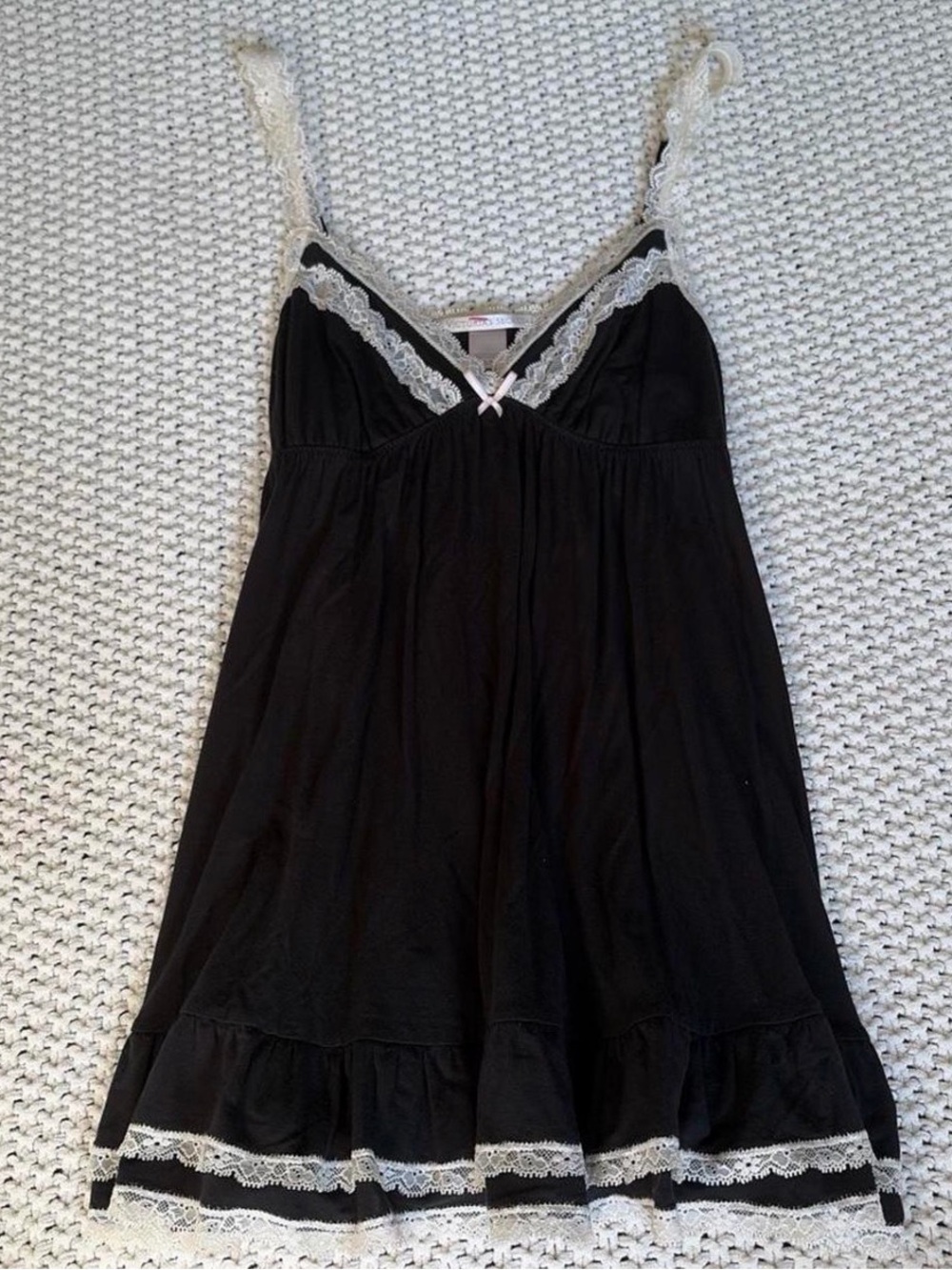 Vintage Victoria’s Secret Black Lace Babydoll Slip S/P